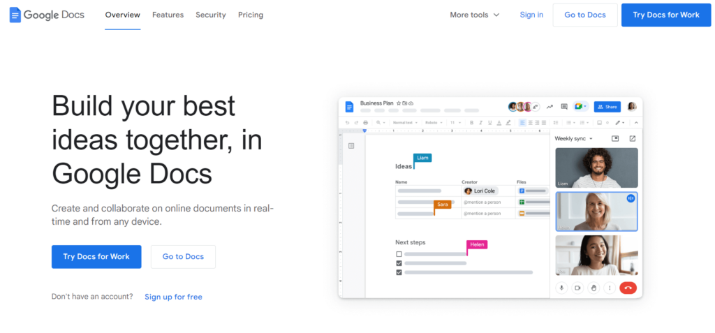 Google Docs Website Image