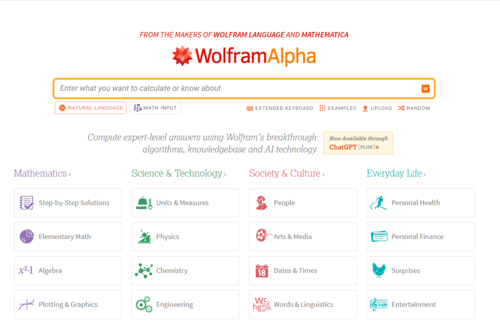 Wolfram Alpha Website Image